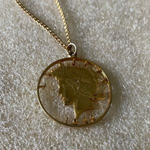Antique 1922 engraved liberty dollar necklace